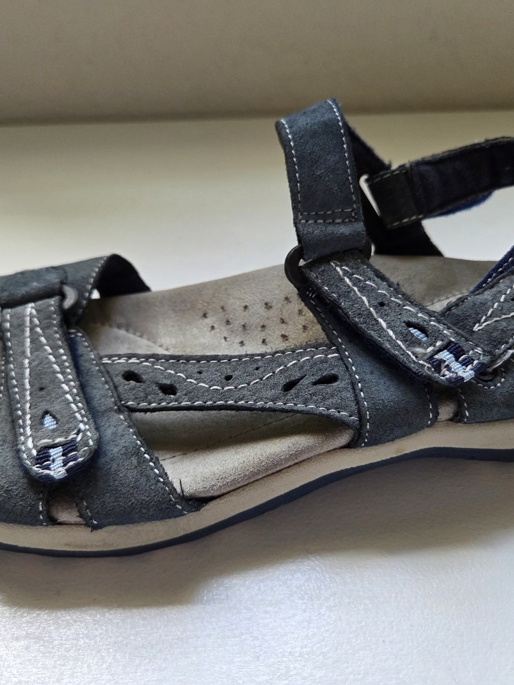 Earth Orgins Blue Suede Adjustable Strap Sandals - Picture 5 of 9